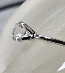 Vintage CZ Solitaire Ring Sz. 6 Silver Tone