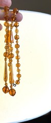 Art Deco Czech glass necklace faceted beads glass amber colored Hand knotted 24”