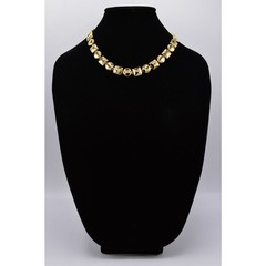 Vintage Chunky Geometric Collar Statement Necklace Shiny Gold Linked 1980s BinN