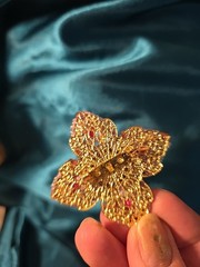 Vintage Beaded Brooch Pin Pink Lavender Unsigned