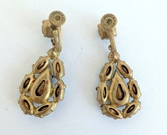 Gorgeous Vintage Czech Open Back Blue Rhinestone Screw Back Earrings