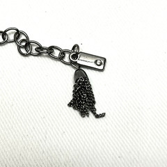 Black Beaded Pave Ball Necklace Gunmetal Chain Statement Collar Adjustable