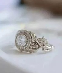 2Ct Art Deco Vintage Style Lab Created Diamond Engagement 14K White Gold FN Ring