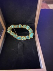 Oooh Free Brooch for Women Turquoise Lapis Lazuli Natural Stone