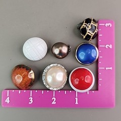 Vintage Round Clip On Earrings Lot of 7 Red White Blue Brown Acrylic Resin
