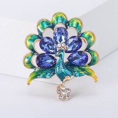Vintage Style Peacock Bird Rhinestone Crystal Cyan Bird Brooch Pin Pendant Gift