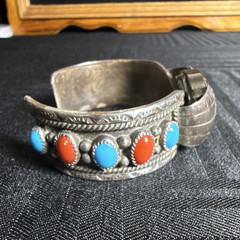 Native American watch cuff signed Lm