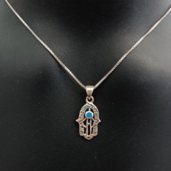 Sterling Silver Hamsa Necklace Eshet Chayil Blessing Meaningful Gift For Her 925