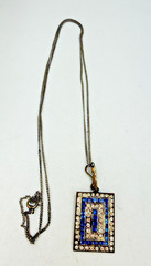 Vintage Necklace Czech Royal Blue Glass Art Deco 26 inches PJ