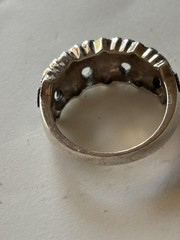 925 Sterling Silver Marcasite Ring Vintage Band Size 8 , 15 Stones Unisex
