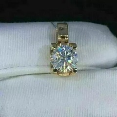 Round Cut Lab Created Diamond Woman Pretty Gift Pendant 14K Yellow Gold Finish