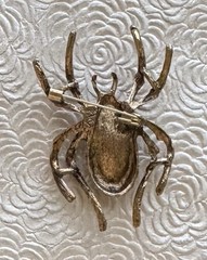 Spider vintage style brooch pewter tone metal