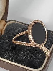 Vintage 1990-s 14 Ct Rolled Gold Black Onyx Ring Size UK O US 7 – Hallmarked!