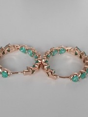Vintage 1990-s 14 Ct Rolled Gold Frosted Emerald Earrings-Hallmarked 585 RG