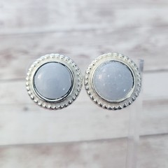 Vintage Clip On Earrings Very Light Blue Frosted