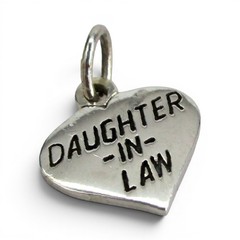Sterling Silver Daughter in Law Heart Charm for Bracelet Gift for Her Vintage