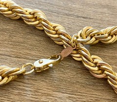 VTG Heavy 14K Gold Plated Rope Chain Crystal Pave Slide Ball Enhancer Necklace