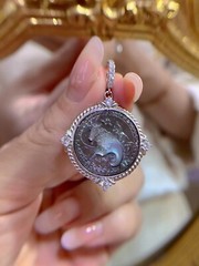 Antique style Cameo Pendant 925 Silver plated Vintage Necklace Estate Jewelry397