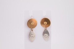 Marjorie Baer Mixed Metals Dangle Earrings Brass and Silver MB SF