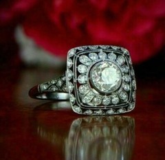 1915-1935 Art Deco Style 3.5Ct Round Lab Created Diamond Engagement Wedding Ring