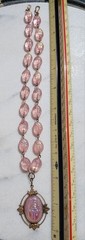 SALE! VINTAGE EGYPTIAN IRID PINK SCARAB PENDANT SCARAB BEAD GLASS NECKLACE SET