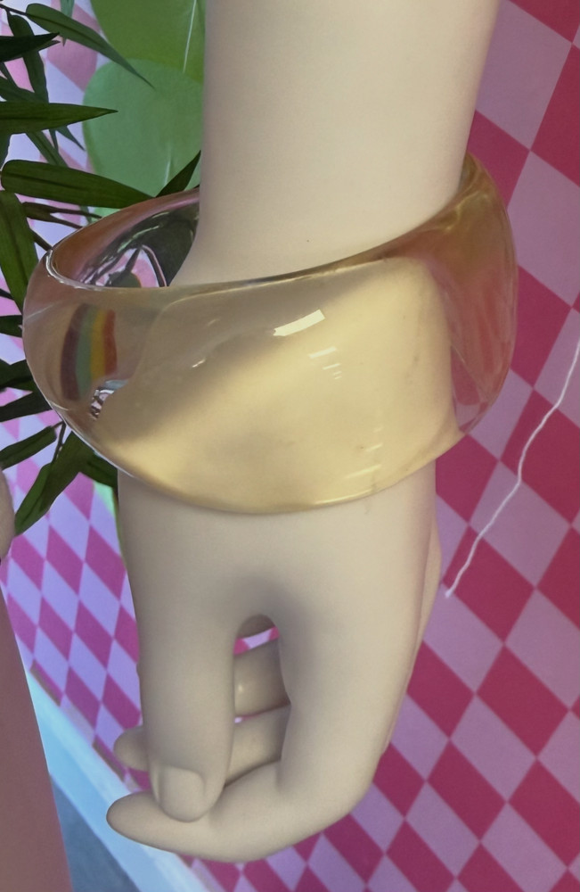 Vintage Clear Lucite Acrylic Chunky Bangle Bracelet Transparent Champagne MCM
