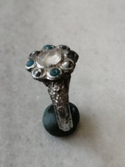Rare Pre Georgian Alloy Silver, Zinc Ring, With Crystal Stones, US-10,5
