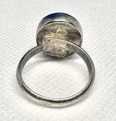 (08) Huge 6 Ct. Turquoise 925 Sterling Silver Ring Size 5.5 Vintage est 1970s