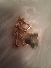 Vintage Brooch Mexican Man With Sombrero And Pick Axe Cracking Jasper