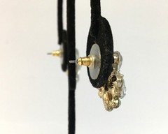 Rhinestone Cluster Earrings Gold Tone Lobe Post Vintage