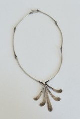 Vintage Modernist Bar Link Sterling Silver Fringe Paddle Necklace
