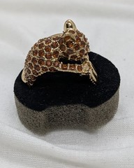 Vintage Pavé Set Amber Rhinestone “Squirrel” Ring Animal Size 8.5 Gold Tone
