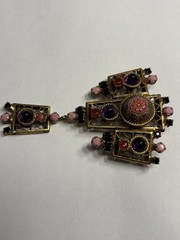 Rare Juliana D & E Moroccan Matrix Brooch & Earrings Set Book Piece