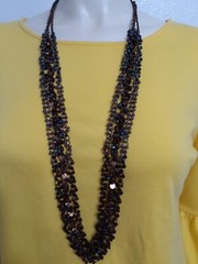 Coldwater Creek women long necklace all metal chains with tiny beads. NWOT.