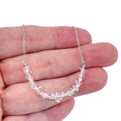 Deb Guyot Sterling Silver 925 Herkimer Quartz Crystal Bar Necklace | 16″-18″