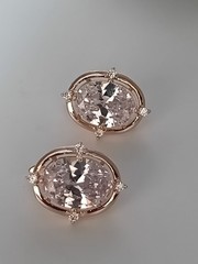 Vintage 1990s 14 Ct Large Rolled Gold Crystal Zircon Earrings-Hallmarked 585 RG