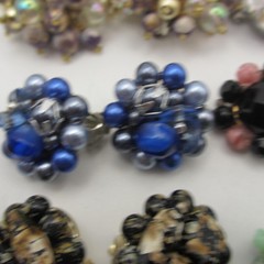 Vintage Cluster Beaded Earrings 6 Pair Hong Kong Japan Western Germany Clip Ons