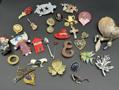 Vintage Lot of 27 Pins – Gold Tones & Silver Tones – Other- All Wearable