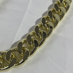 Yellow Gold Plate 20mmmm Wide Thick Curb Adjustable Link Chain Necklace
