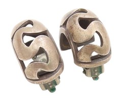 925 Sterling Silver Vintage Earrings Modernist Wavy Cutout Clip On EG14107