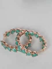 Vintage 1990-s 14 Ct Rolled Gold Frosted Emerald Earrings-Hallmarked 585 RG