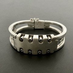 Vintage Sigi Pineda Mexico Sterling Silver Modernist Design Bracelet 6.5”
