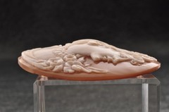 Vintage shell cameo, “The Girl with the Necklace” (60.0ct) sign by artist, Case.