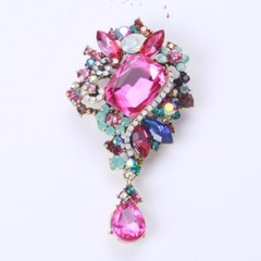 Rhinestone Vintage Brooch Pin Clothing Large Crystal Corsage Dress Accessories