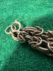 Vintage Multi Link Chainmail Silver Tone Charm Bracelet 7.75”