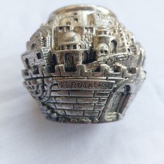 Vintage Jerusalem City Heritage Statue Made of Stone Plated with 925 Silver