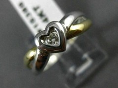 ESTATE .06CT DIAMOND 14KT WHITE & YELLOW GOLD 3D SOLITAIRE HEART FUN RING #15388