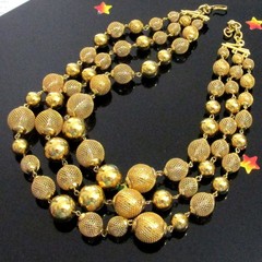 VTG Runway Luxe Multistrand GP Mesh Caged Bead MONET Weighty Necklace 170g