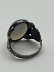 Vintage Art Deco Egyptian Revival Sterling Silver Chalcedony Ring Size 5.5