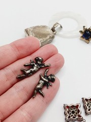 Lot Vintage Sterling Silver Jewelry for Repair cherub flower rattle webster 25g